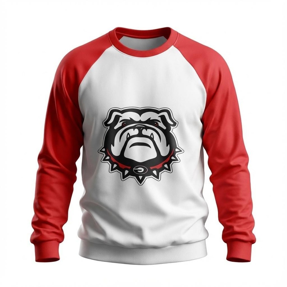 Georgia Bulldogs Shirt Womens XL White Red Football Crewneck Pullover